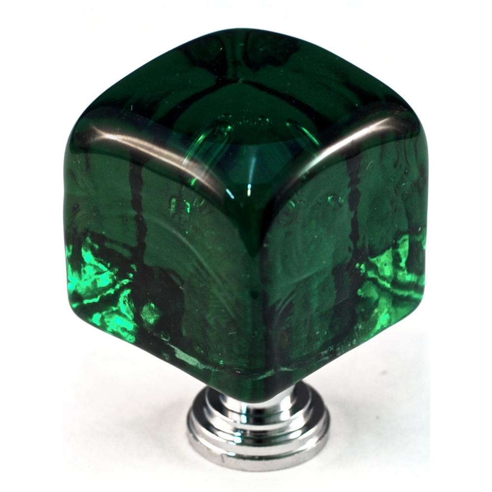 Cal Crystal ARTX CLG LARGE GREEN CUBE KNOB in Antique Brass